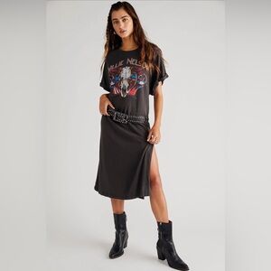 Daydreamer Black Graphic Midi dress